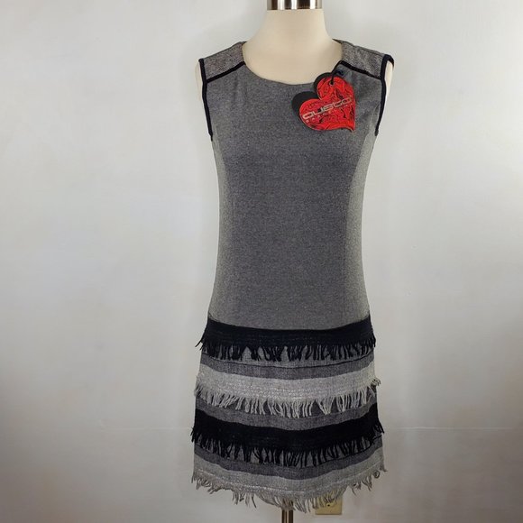 CUSTO BARCELONA Wool Blend Grey Shift Dress 4 NWT - Picture 5 of 10